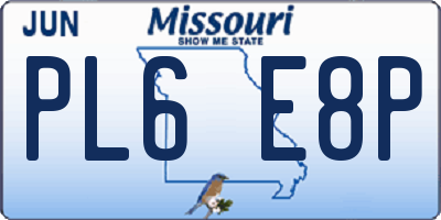 MO license plate PL6E8P