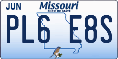 MO license plate PL6E8S