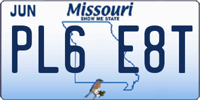 MO license plate PL6E8T
