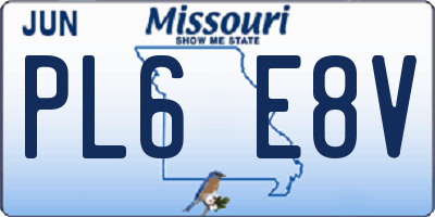 MO license plate PL6E8V