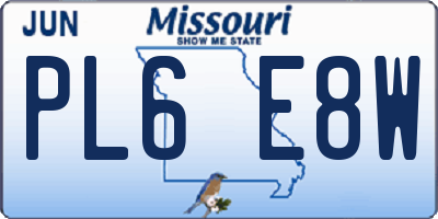 MO license plate PL6E8W