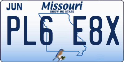 MO license plate PL6E8X