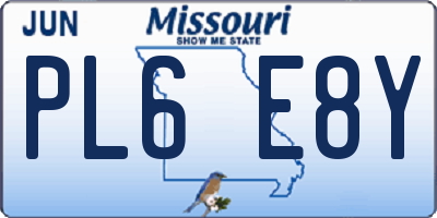 MO license plate PL6E8Y