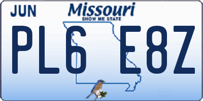 MO license plate PL6E8Z