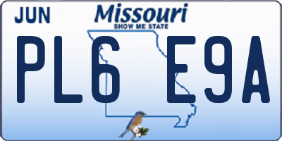 MO license plate PL6E9A