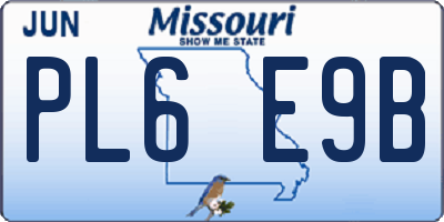 MO license plate PL6E9B