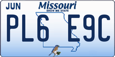 MO license plate PL6E9C