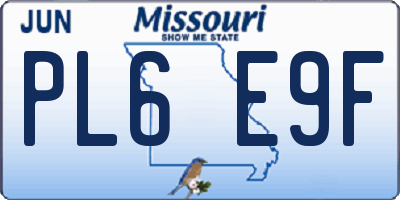 MO license plate PL6E9F