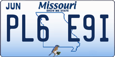 MO license plate PL6E9I