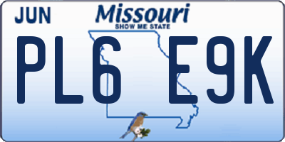 MO license plate PL6E9K