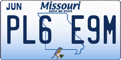 MO license plate PL6E9M
