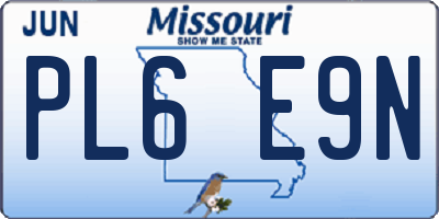 MO license plate PL6E9N
