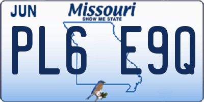 MO license plate PL6E9Q