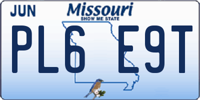 MO license plate PL6E9T