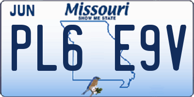 MO license plate PL6E9V