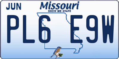 MO license plate PL6E9W