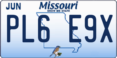 MO license plate PL6E9X