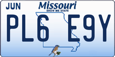 MO license plate PL6E9Y