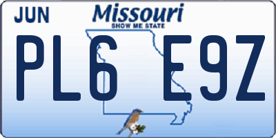MO license plate PL6E9Z