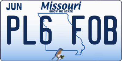MO license plate PL6F0B