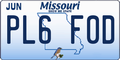 MO license plate PL6F0D