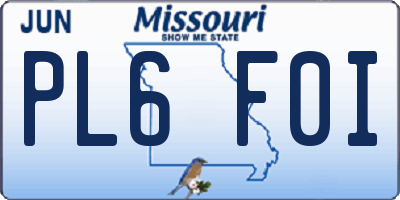 MO license plate PL6F0I