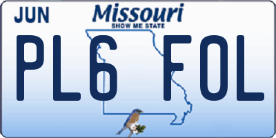 MO license plate PL6F0L