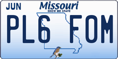 MO license plate PL6F0M