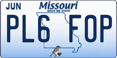MO license plate PL6F0P