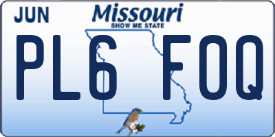 MO license plate PL6F0Q
