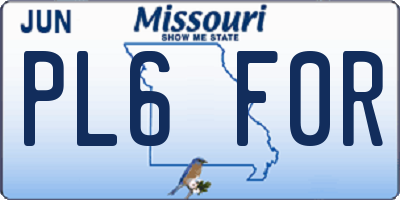 MO license plate PL6F0R