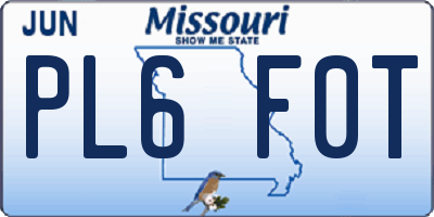 MO license plate PL6F0T