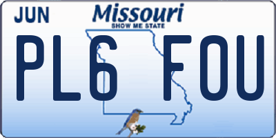 MO license plate PL6F0U