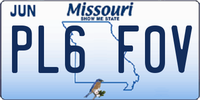 MO license plate PL6F0V