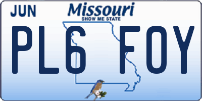 MO license plate PL6F0Y