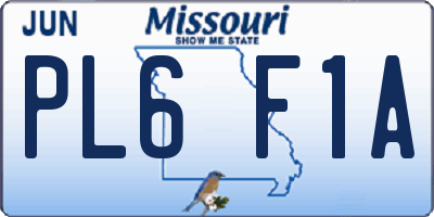 MO license plate PL6F1A