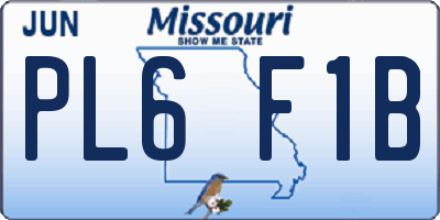 MO license plate PL6F1B