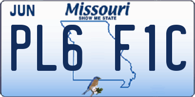 MO license plate PL6F1C