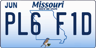 MO license plate PL6F1D