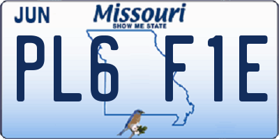 MO license plate PL6F1E