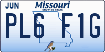 MO license plate PL6F1G