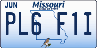 MO license plate PL6F1I
