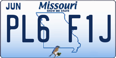 MO license plate PL6F1J