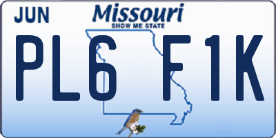 MO license plate PL6F1K