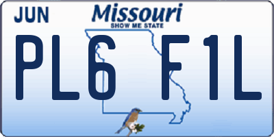 MO license plate PL6F1L