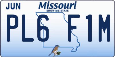 MO license plate PL6F1M