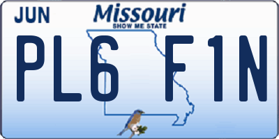 MO license plate PL6F1N