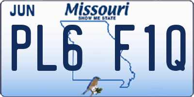 MO license plate PL6F1Q