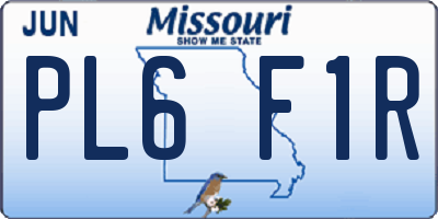 MO license plate PL6F1R