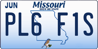 MO license plate PL6F1S
